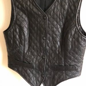 Leather Quilted Front Vest, Dana Buchman